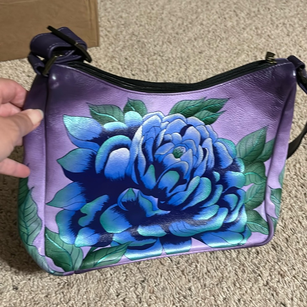 Anuschka Medium Shoulder Hobo - Precious Peony Eggplant